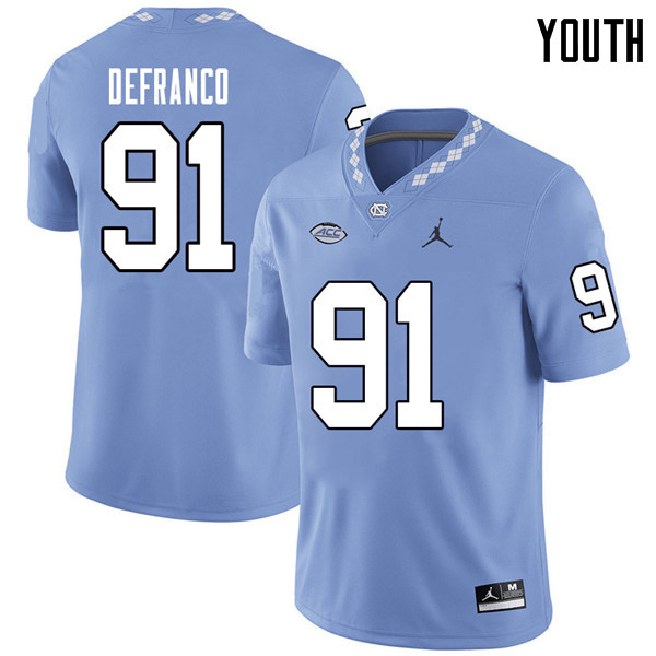 Jordan Brand Youth #91 Nolan DeFranco North Carolina Tar Heels College Football Jerseys Sale-Carolin